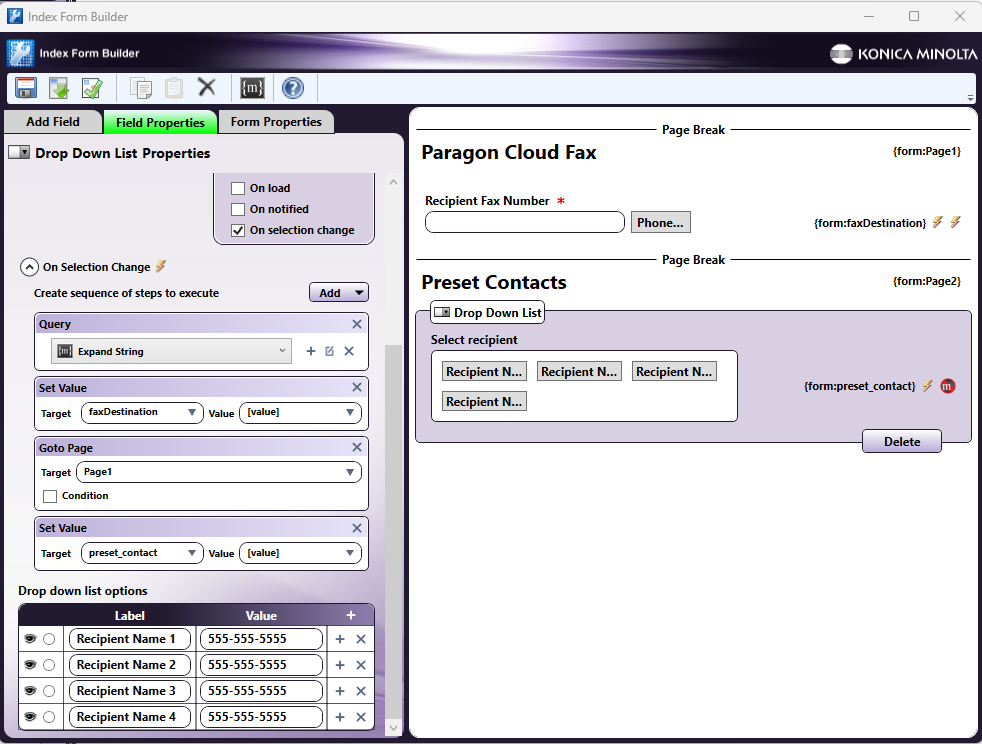 Cloud Fax Index Form