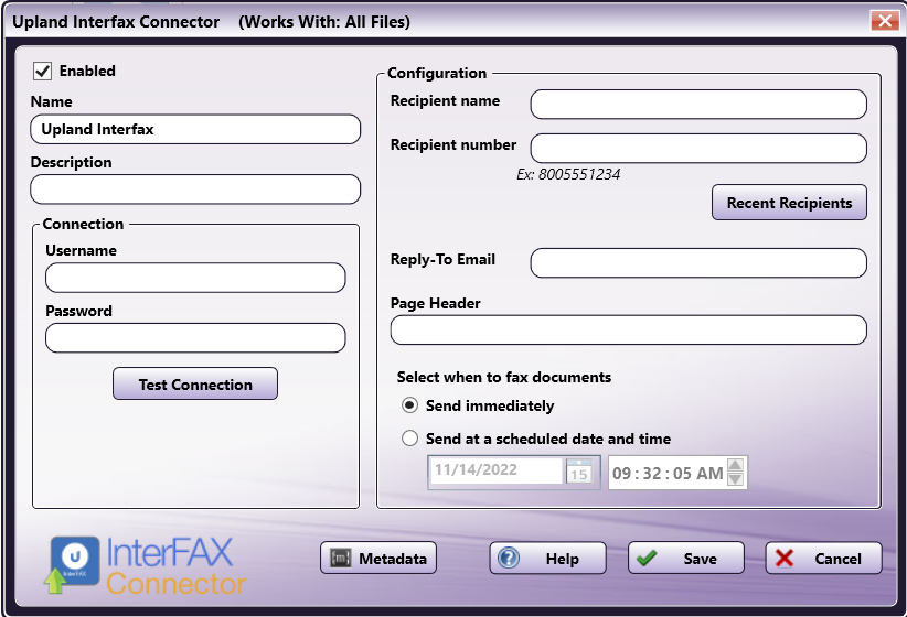 InterFAX Node Configuration