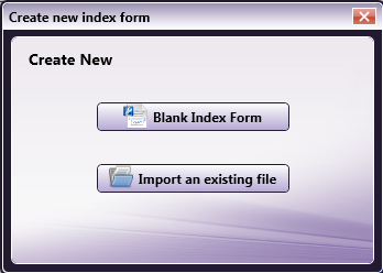 Create New Index Form