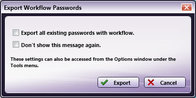 Export Workflow Passwords