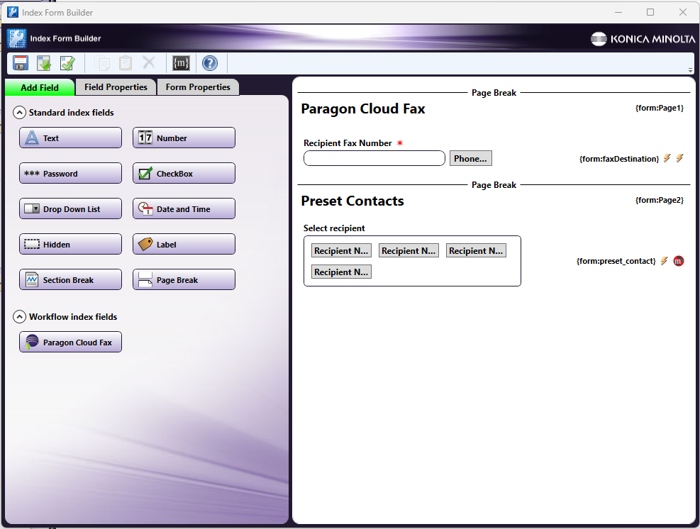 Cloud Fax Index Form