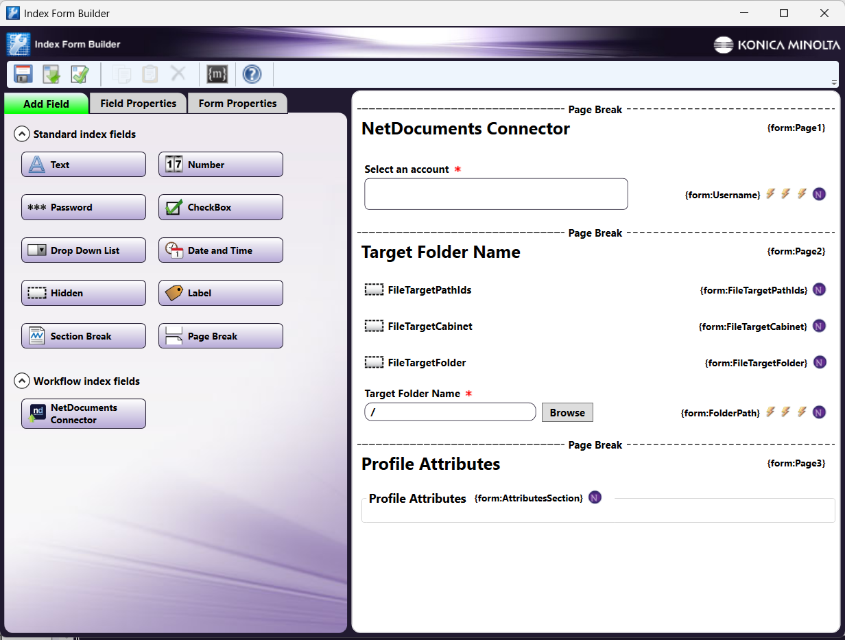 NetDocuments Index Form Setup