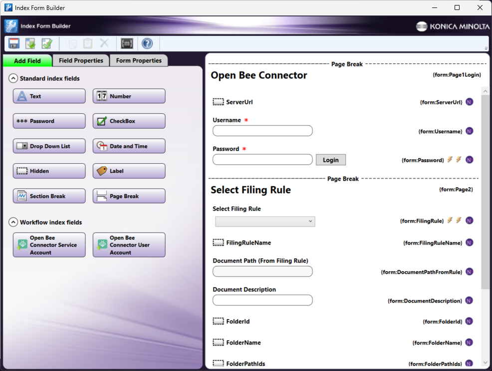 Open Bee Index Form Setup