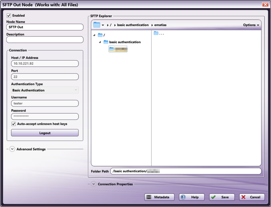 SFTP Node Configuration