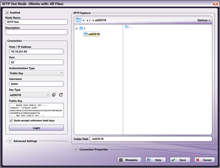 SFTP Node Configuration
