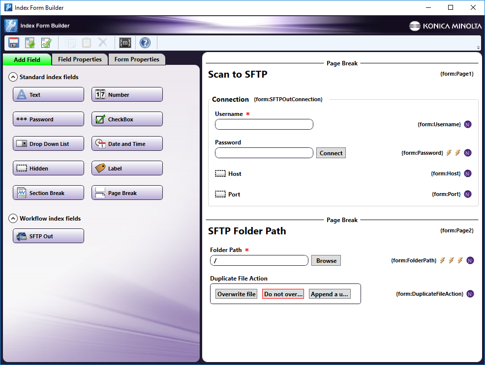 SFTP Out Index Form