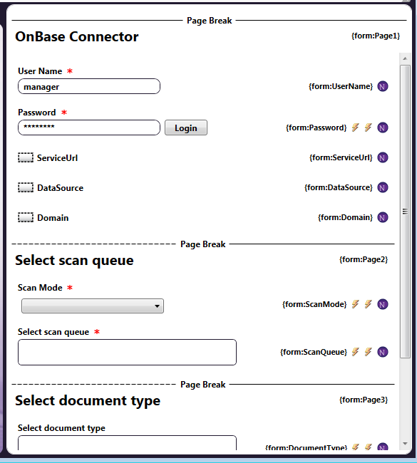 OnBase インデックスフォーム